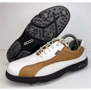 Ecco Womens Classic Leather Gore-Tex Golf Soft Spikes Shoes White/Brown 40/9-9.5